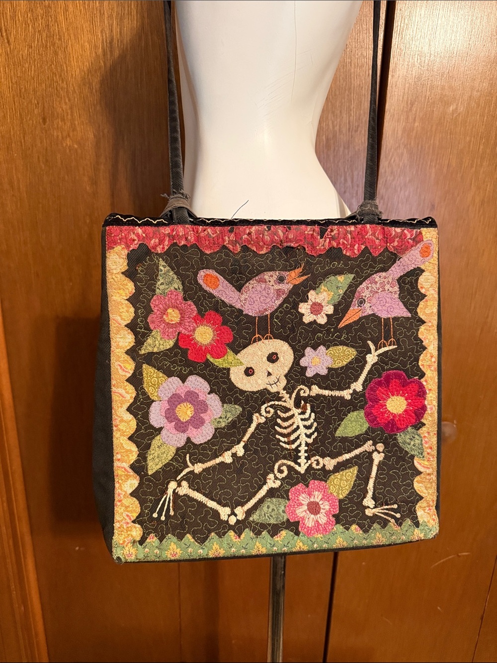 Laura Maclay Floral Skeleton Quilted Shoulder Bag